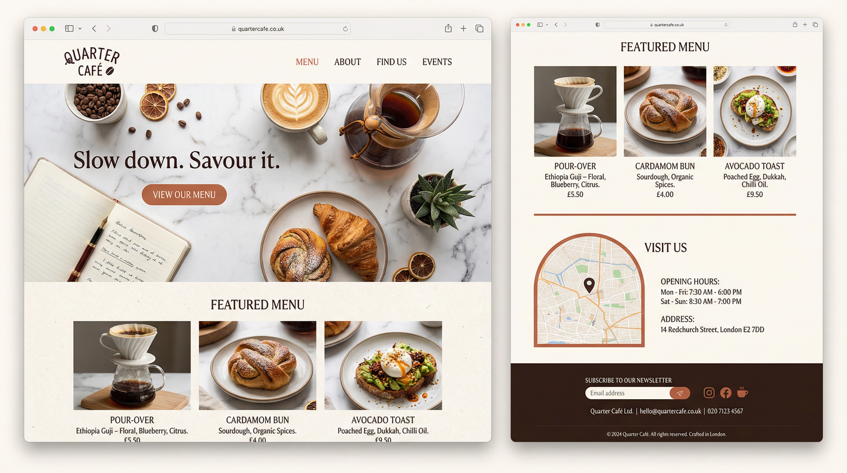 Café website by Kova Mgmt