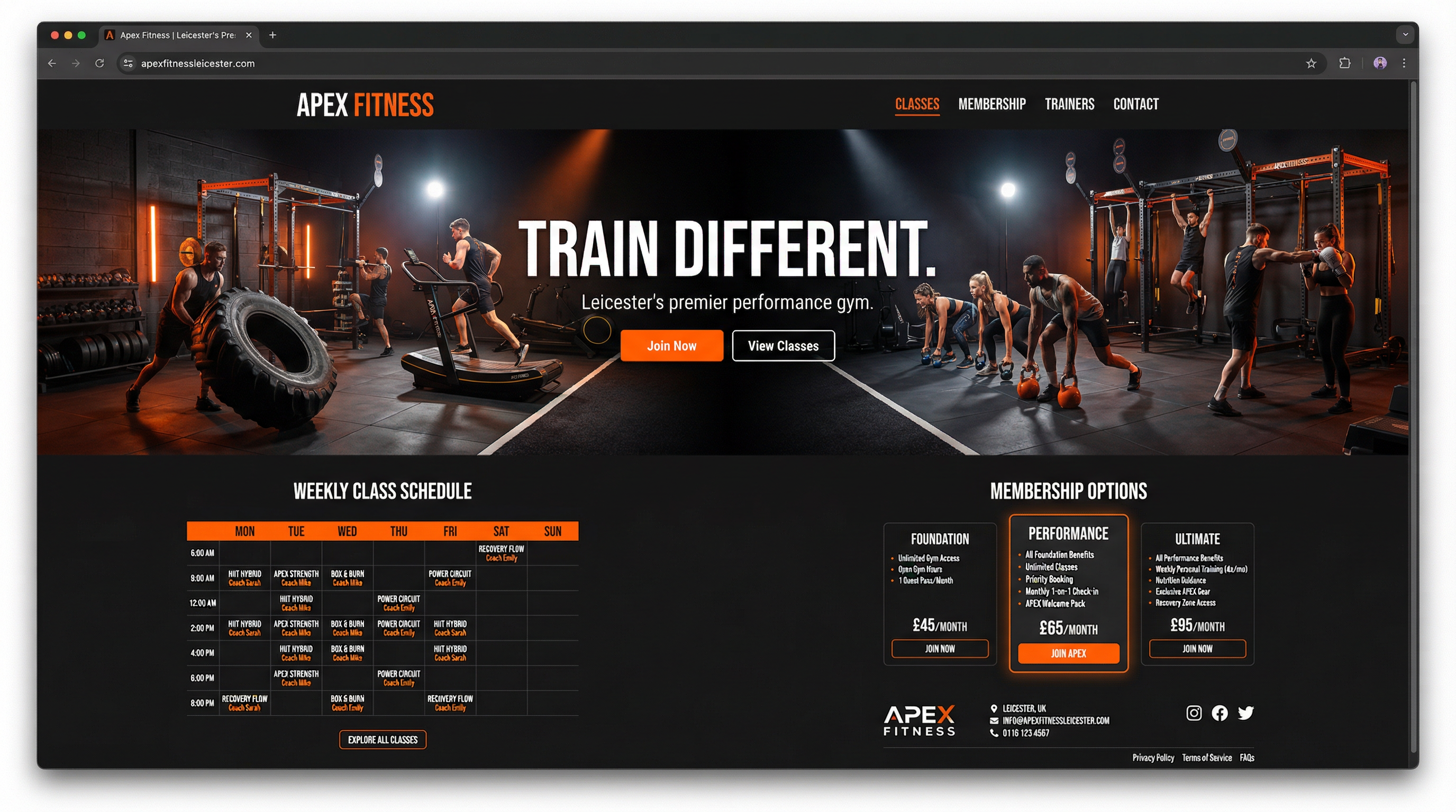 Gym website by Kova Mgmt