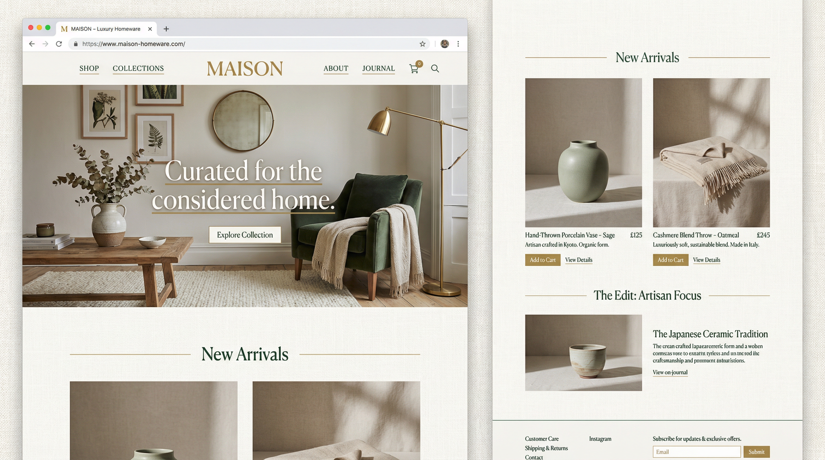 Retail boutique website